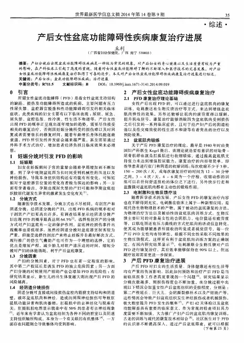 产后女性盆底功能障碍性疾病康复治疗进展