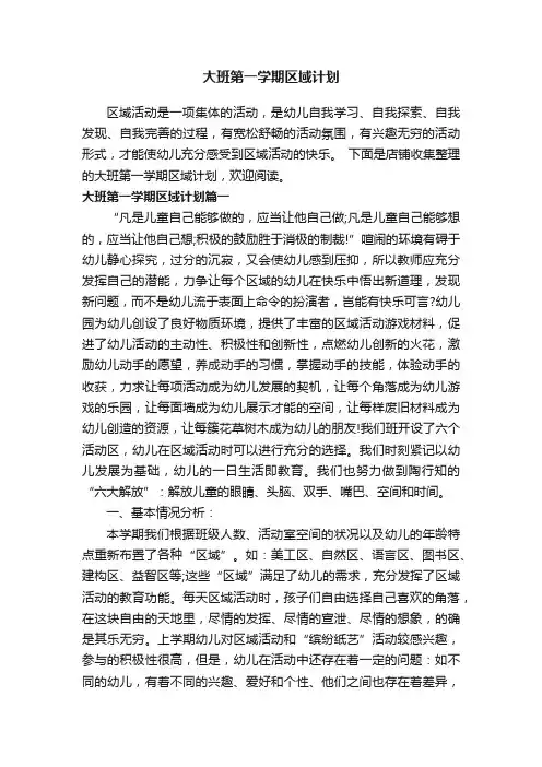 大班第一学期区域计划