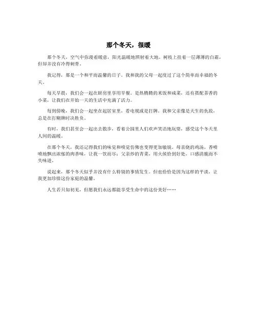 那个冬天,很暖