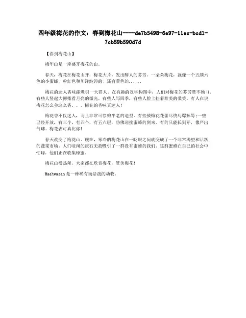四年级梅花的作文：春到梅花山