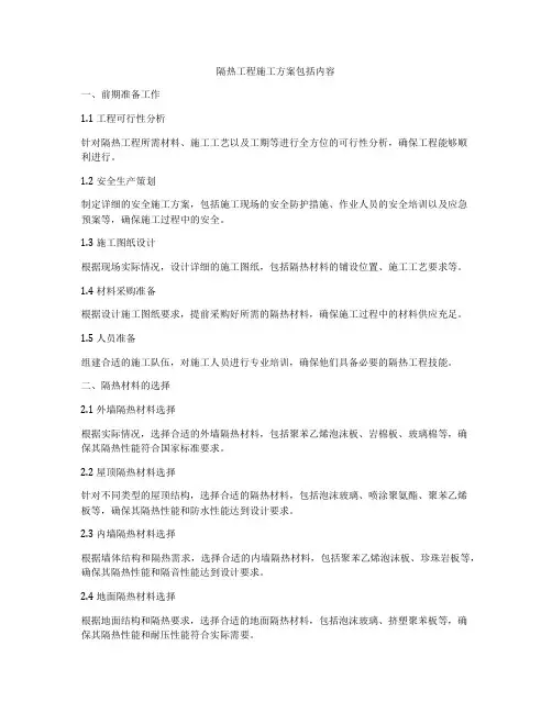 隔热工程施工方案包括内容