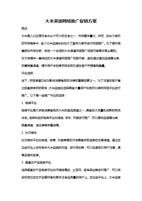 大米渠道网络推广促销方案