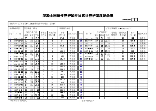 同条件养护温度累计记录表