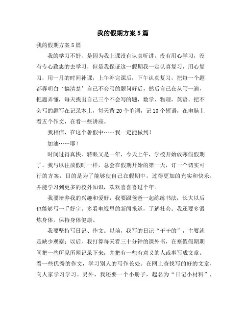 我的假期计划5篇
