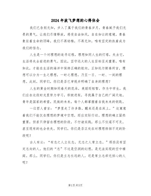2024年放飞梦想的心得体会（四篇）