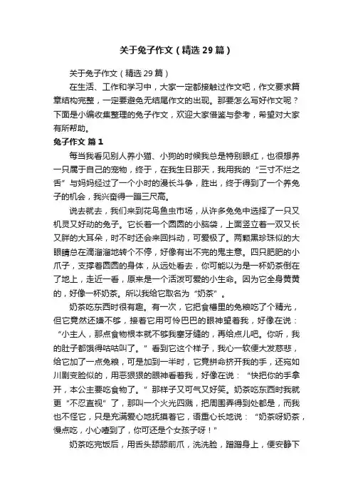 关于兔子作文（精选29篇）