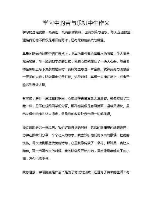 学习中的苦与乐初中生作文