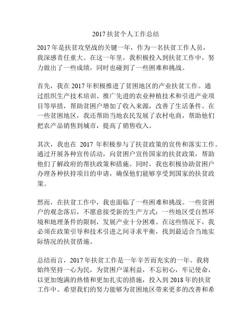2017扶贫个人工作总结