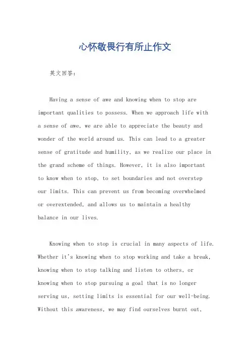 心怀敬畏行有所止作文
