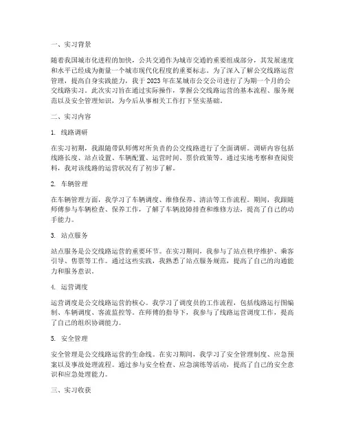 公交线路实习报告总结
