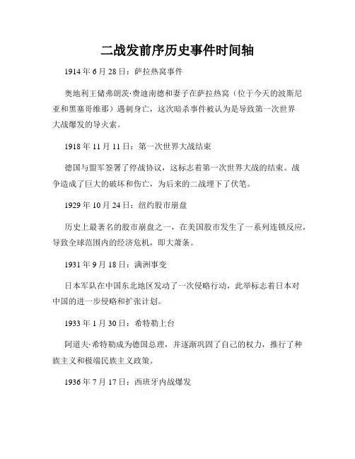 二战发前序历史事件时间轴