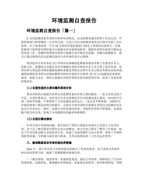 环境监测自查报告