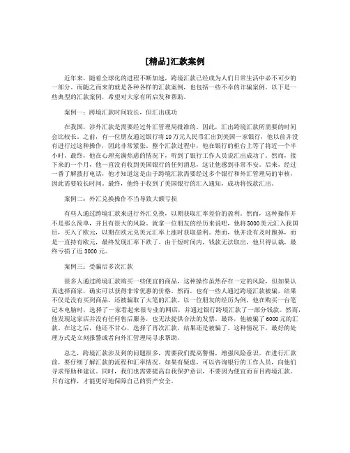 [精品]汇款案例
