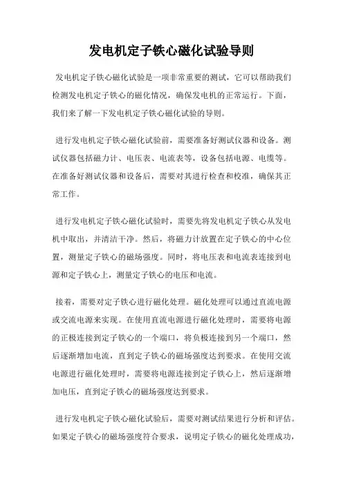 发电机定子铁心磁化试验导则