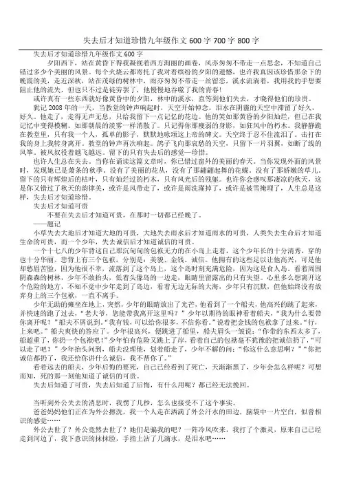 失去后才知道珍惜九年级作文600字700字800字