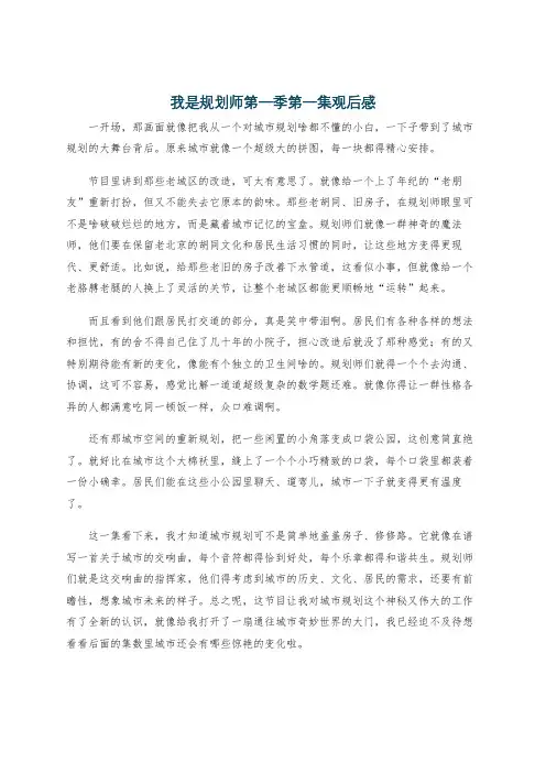 我是规划师第一季第一集观后感
