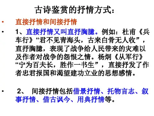 古诗鉴赏的表现手法及其表达的情感ppt课件