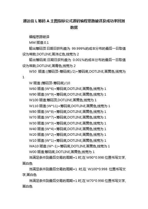通达信L筹码A主图指标公式源码编程思路破译及成功率回测数据