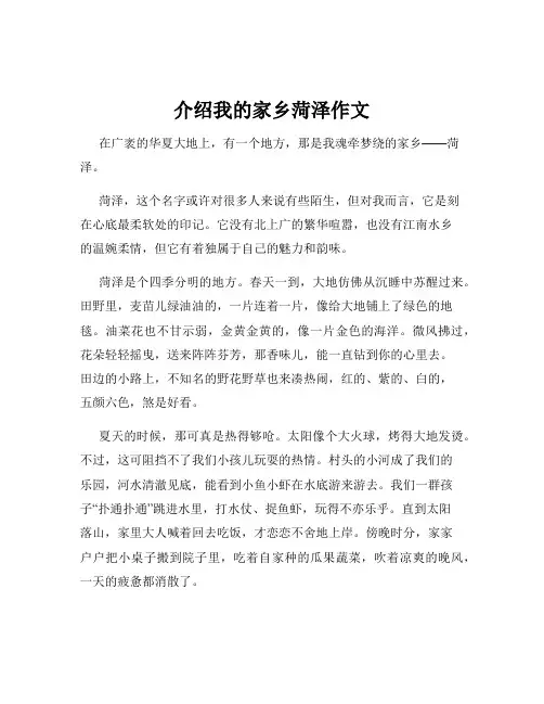 介绍我的家乡菏泽作文