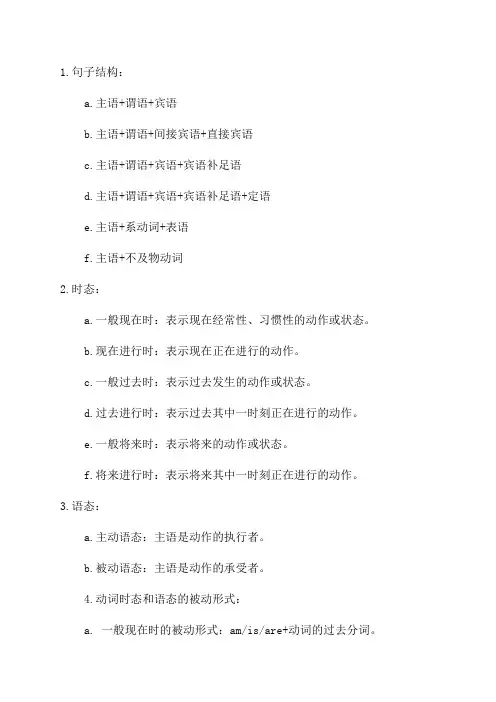 牛津译林版八年级英语全册语法知识点总结