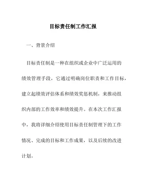 目标责任制工作汇报