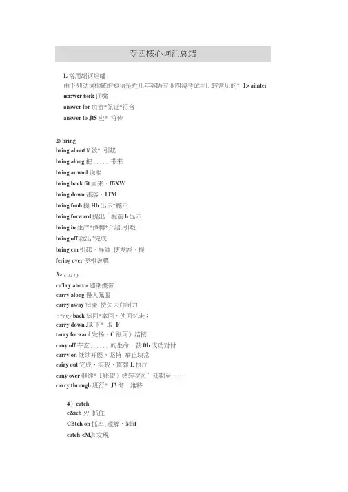 (完整版)专四核心词汇固定搭配总结