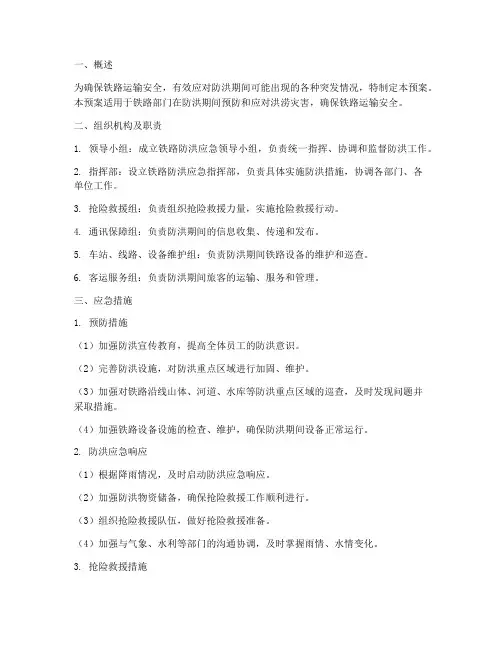 铁路防洪应急预案应急措施