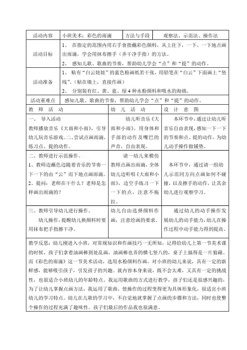 小班美术：彩色的雨滴教案