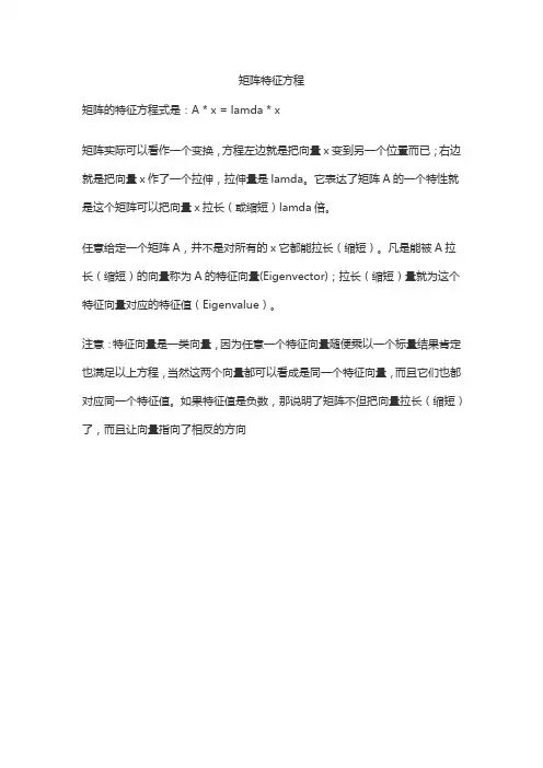 矩阵特征方程