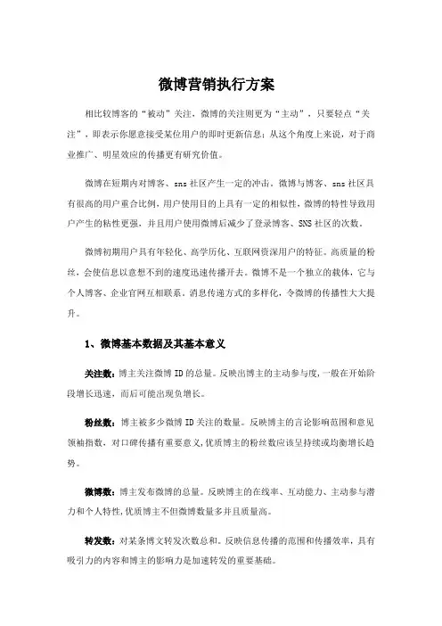 微博营销执行方案
