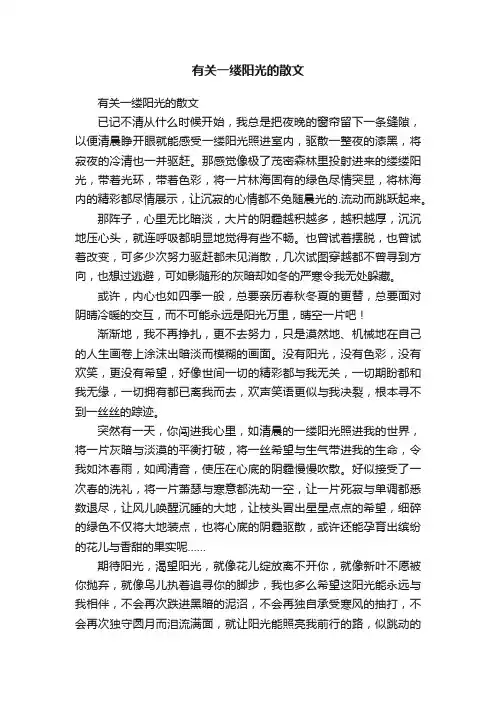 有关一缕阳光的散文