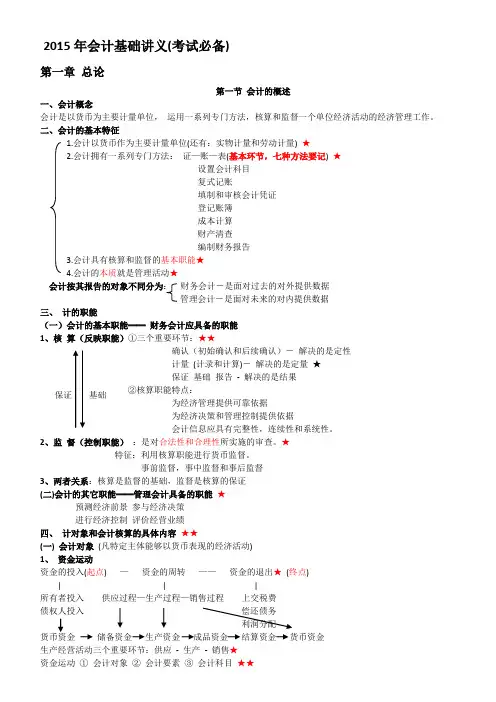 会计基础基本重点整理