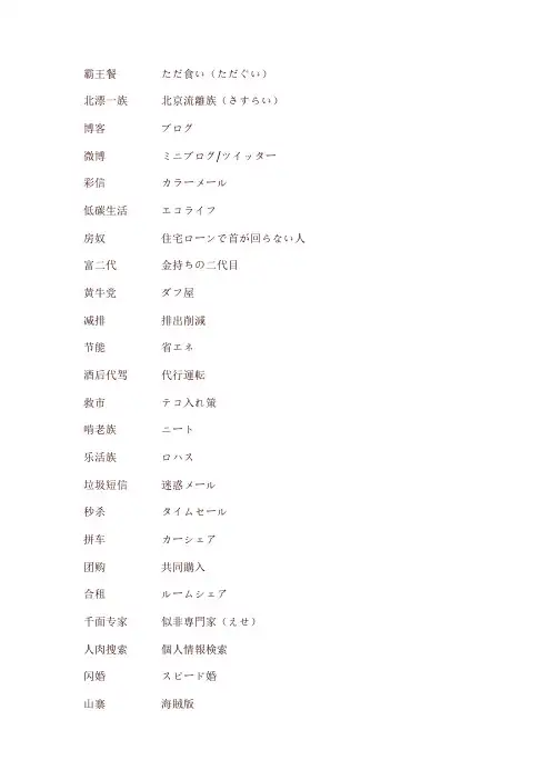 中国流行语的日语翻译