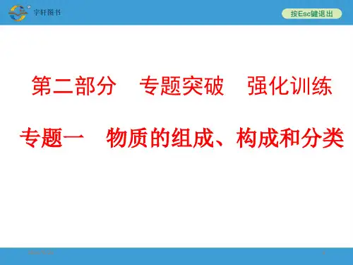 (人教版)中考化学九年级总复习【专题1】物质的组成、构成和分类(62页)