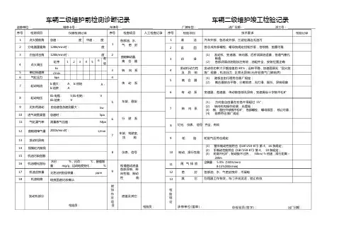车辆二级维护前检测诊断记录