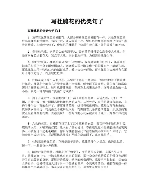 写杜鹃花的优美句子