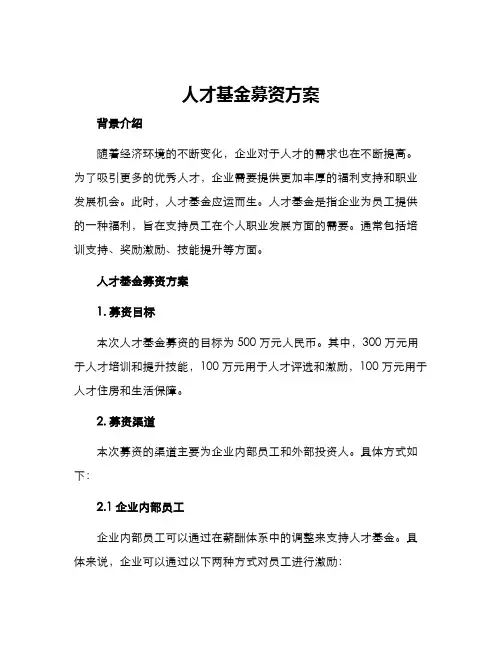 人才基金募资方案