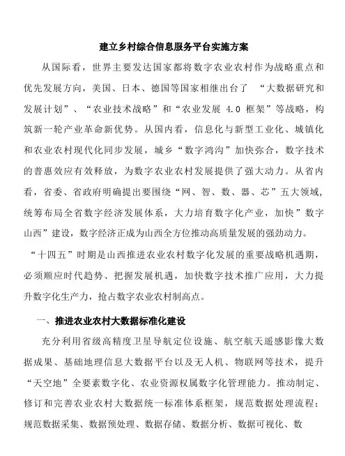 建立乡村综合信息服务平台实施方案