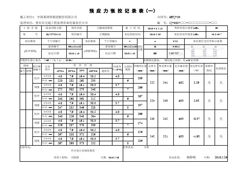 预 应 力 张 拉 记 录 表