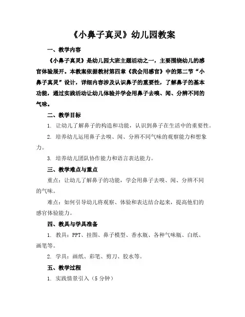 《小鼻子真灵》幼儿园教案