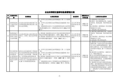 企业所得税优惠事项备案管理目录