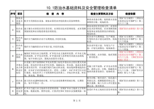 四川煤矿安全防治水检查清单