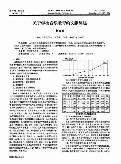 关于学校音乐教育的文献综述