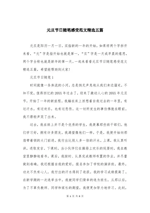 元旦节日随笔感受范文精选五篇