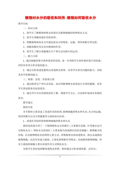 植物对水分的吸收和利用-植物如何吸收水分