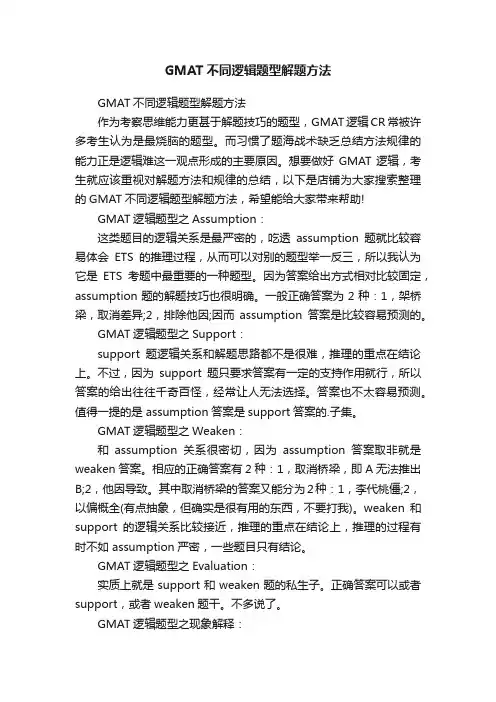 GMAT不同逻辑题型解题方法