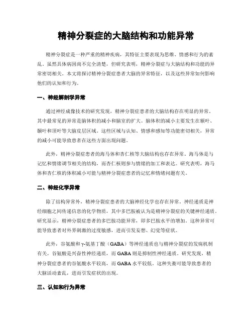精神分裂症的大脑结构和功能异常