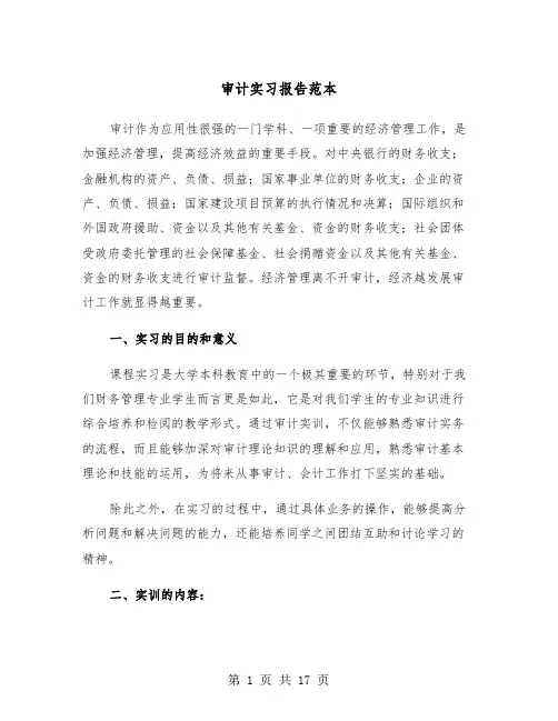 审计实习报告范本（3篇）