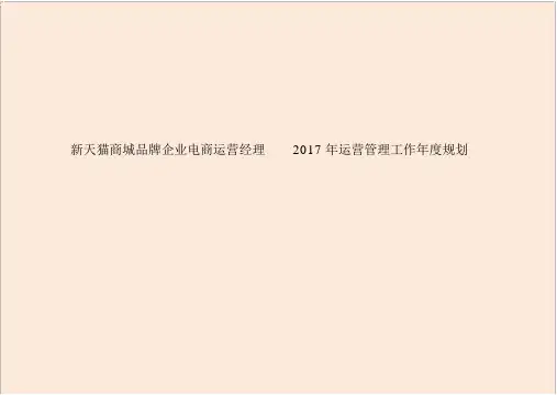 新天猫商城品牌公司电商运营经理2017年运营管理工作年度规划【存档精华版】