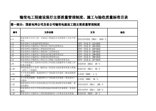 技术标准清单—2017第一版
